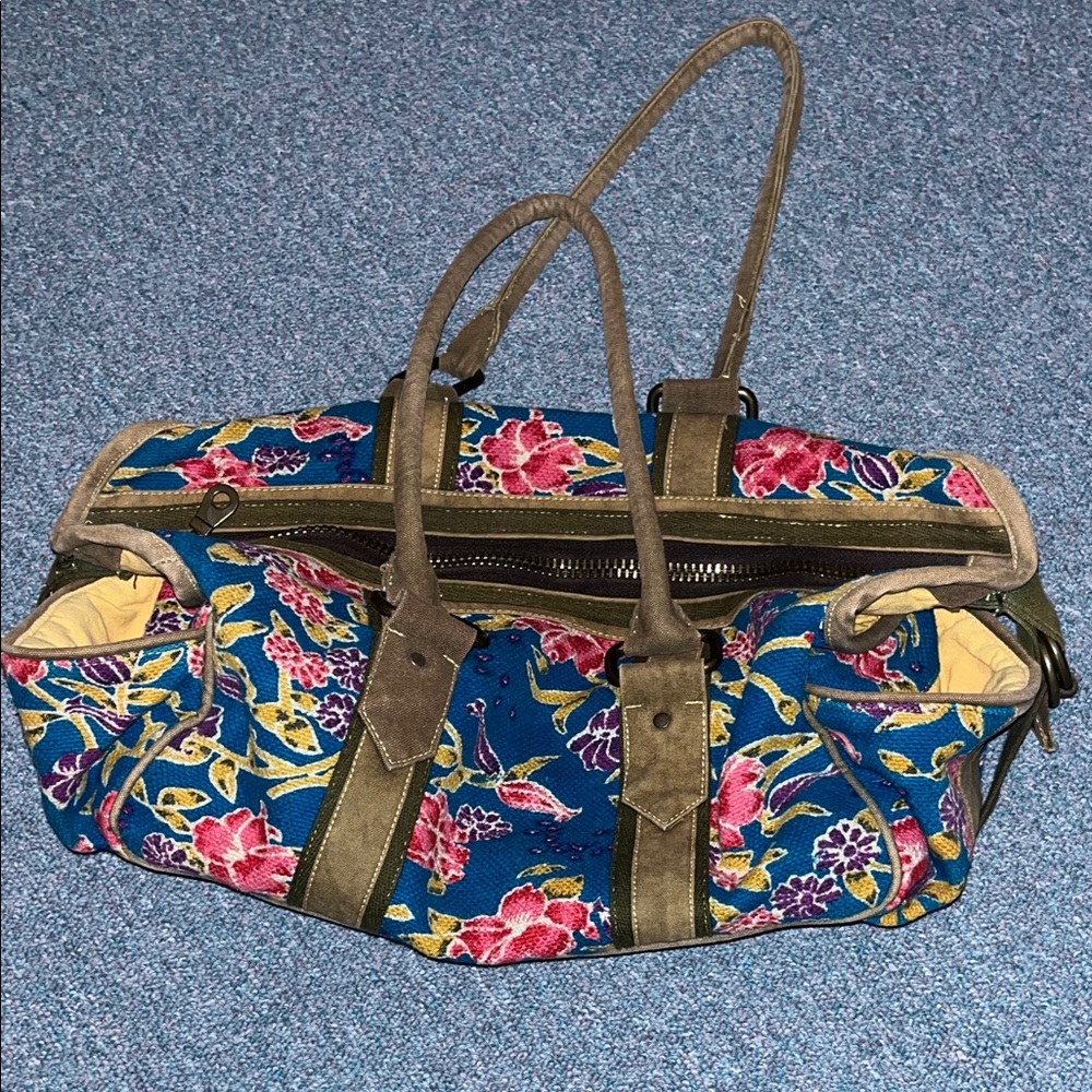Floral Canvas Tote Bag - Multicolor